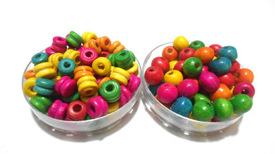 

GOELX Wooden Beads - Combo of Muticoloured Round & Multi layered Beads for Beading, Jewelry Making & Craft Work