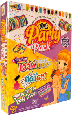 

Mansaji 3 in 1 Party Pack Jr. Amazing Loom and Nail Art and Body Tattoos