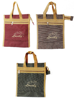 

kd collections Multipurpose Lunch Bag|Pack of 3|Three different colors Waterproof Lunch Bag(Maroon, Green, Brown, 11 inch)