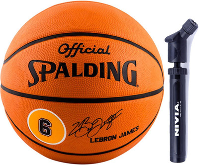 

SPALDING Lebron James + Ball Pump Combo Basketball - Size: (Pack of 2, Multicolor, Brick
