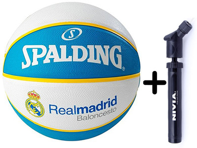 

SPALDING Euro Real Madrid + Ball Pump Combo Basketball - Size: (Pack of 2, Multicolor, White
