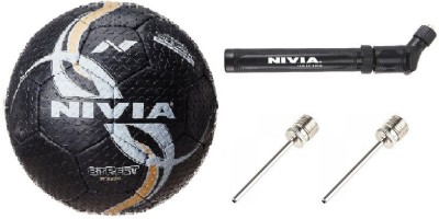 

Nivia Combo of Three, One Street Football, One Double Action Pump and 2 Needle (Color On Availability)- Football - Size: (Pack of 1, Multicolor, Black & yellow