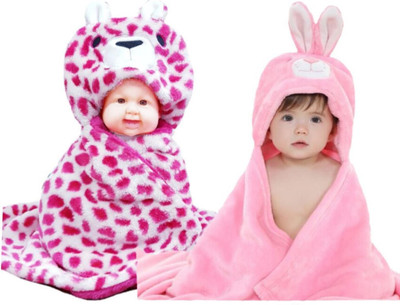 

BRANDONN Animal  Hooded Baby Blanket(Fur, HOTPINK, Pink