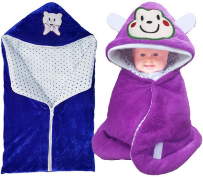 

BRANDONN Printed  Hooded Baby Blanket(Fur, WINE, ROYAL BLUE, Royal blue;wine