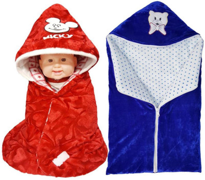 

BRANDONN Printed  Hooded Baby Blanket(Fur, Red, ROYAL BLUE, Royal blue;red