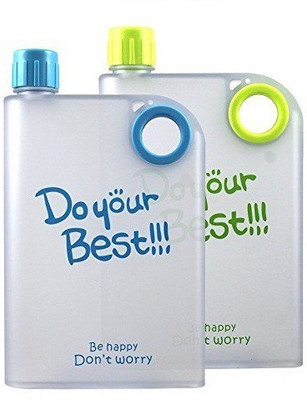 SHOPO Do Your Best A5 Slim & Flat Memo Notebook Portable Silicone Water 380 ml Bottle(Pack of 2, Multicolor, Plastic)