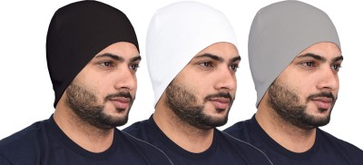 SHAUN Solid Skull Cap Cap(Pack of 3)