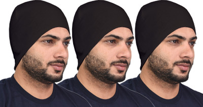 SHAUN Solid Skull Cap Cap(Pack of 3)