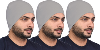 SHAUN Solid Skull Cap Cap(Pack of 3)