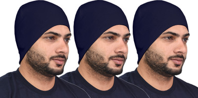 SHAUN Solid Skull Cap Cap(Pack of 3)