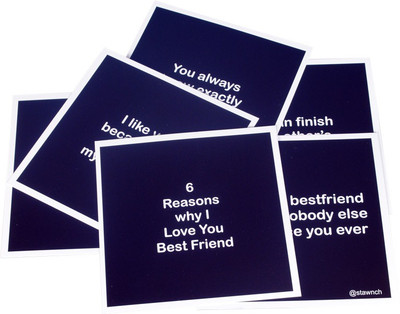 

STAWNCH 6 REASONS WHY I LOVE YOU FRIEND[SET OF 6 CARDS SIZE 6" X 6"] Greeting Card(Black, Pack of 1)