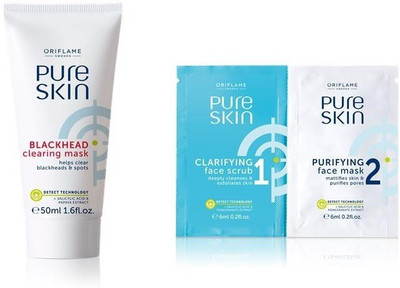

Oriflame Sweden Pure Skin Blackhead Clearing Mask with Clarifying Face Scrub & Purifying Face Mask(Set of 3)