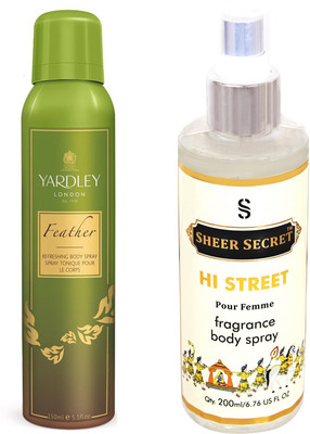 

YARDLEY FEATHER 150 ML with SHEER SECRET HI STREET WOMEN 200 ML(Set of 2)