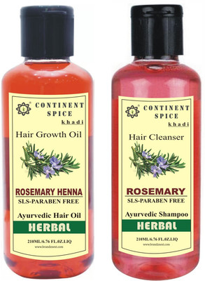 

Continent Spice Khadi Rosemary Henna Hair Oil With Rosemary Shampoo (SLS-Paraben Free) CS682005(Set of 2)