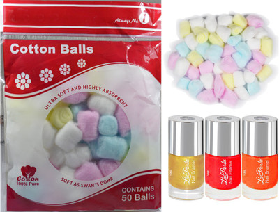 Adbeni Multicolor Nail Paint With Soft Cotton Balls(Set of 4)
