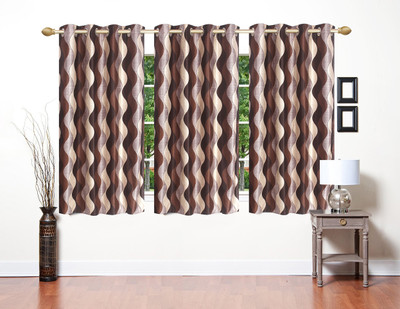 

Stella Creations 154 cm (5 ft) Polyester Window Curtain (Pack Of 3)(Printed, Brown)