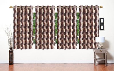 

Stella Creations 154 cm (5 ft) Polyester Window Curtain (Pack Of 4)(Printed, Brown)
