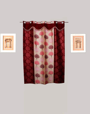 Tidy 150 cm (5 ft) Polyester Window Curtain Single Curtain(Floral, white/maroon)