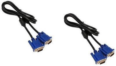 

Qthreee Set of 2 High Speed 3+5 Quality 15 Pin Male to Male 1.4 Meter VGA Cable(Black, Blue)