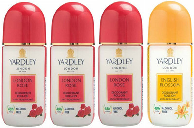 

Yardley London 3 London Rose and 1 English Blossom Deodorant Roll-on - For Men & Women(Pack of 4) Deodorant Roll-on - For Men & Women(200 ml, Pack of 4)