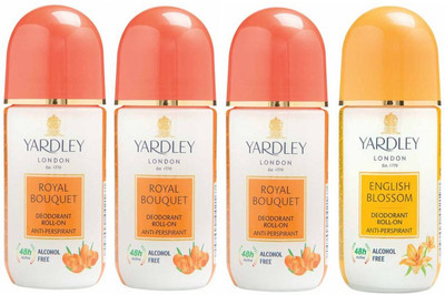 

Yardley London 3 Royal Bouquet and 1 English Blossom Deodorant Roll-on - For Men & Women(Pack of 4) Deodorant Roll-on - For Men & Women(200 ml, Pack of 4)