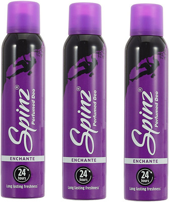 

Spinz Enchante Deodorant Body Spray Pack of 3 Combo (150ML each) Deodorant Spray - For Women(450 ml, Pack of 3)