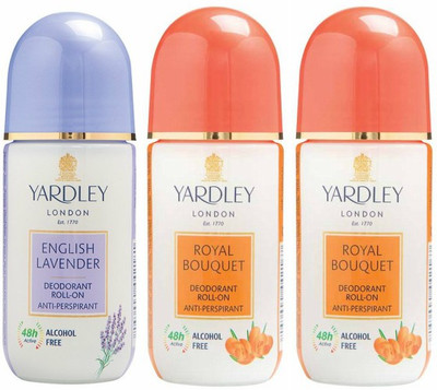 

Yardley London 1 English Blossom and 2 Royal Bouquet Deodorant Roll-on - For Men & Women(Pack of 3) Deodorant Roll-on - For Men & Women(150 ml, Pack of 3)