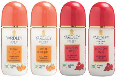 

Yardley London 2 Royal Bouquet and 2 London Rose Deodorant Roll-on - For Men & Women(Pack of 4) Deodorant Roll-on - For Men & Women(200 ml, Pack of 4)