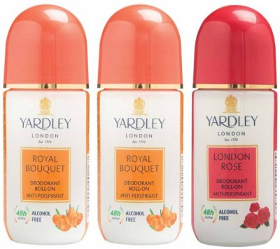 

Yardley London 2 Royal Bouquet and 1 London Rose Deodorant Roll-on - For Men & Women(Pack of 3) Deodorant Roll-on - For Men & Women(150 ml, Pack of 3)