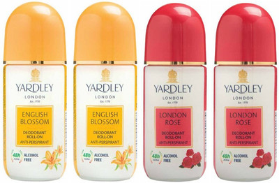 

Yardley London 2 English Blossom and 2 London Rose Deodorant Roll-on - For Men & Women(Pack of 4) Deodorant Roll-on - For Men & Women(200 ml, Pack of 4)