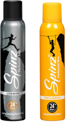 

Spinz Livewire and Thrillseeker Deodorant Body Spray Pack of 2 Combo (150ML each) Deodorant Spray - For Women(300 ml, Pack of 2)
