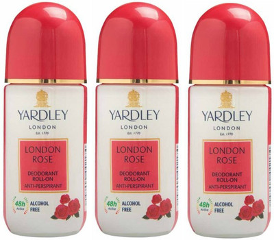 

Yardley London 3 London Rose Deodorant Roll-on - For Men & Women(Pack of 3) Deodorant Roll-on - For Men & Women(150 ml, Pack of 3)