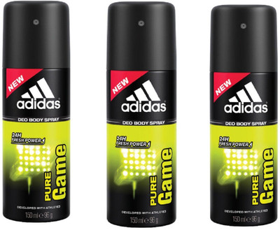 

ADIDAS Pure Game Deodorant Body Spray Pack of 3 (150ML each) Combo Deodorant Spray - For Men(450 ml, Pack of 3)