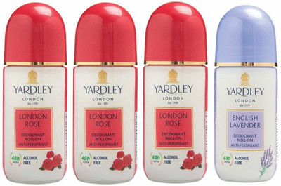

Yardley London 3 London Rose and 1 English Lavender Deodorant Roll-on - For Men & Women(Pack of 4) Deodorant Roll-on - For Men & Women(200 ml, Pack of 4)