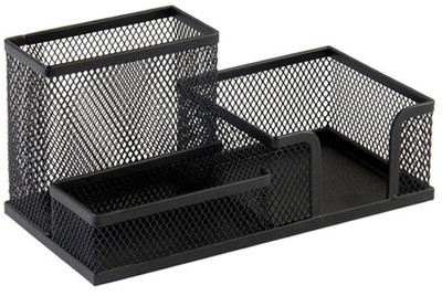 

SYGA 3 Compartments Metal Pen Holder(Black)