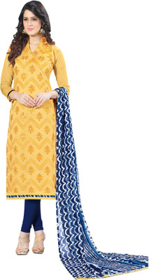 

Jiya Chanderi Self Design, Embroidered Salwar Suit Dupatta Material(Un-stitched), Blue;white;yellow