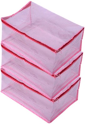 KUBER INDUSTRIES Designer Extra Large Transparent Net Saree Cover,Saree Bag Set of 3 Pcs (9 Inches Height) Pink SCTRANSPARENT05(Pink)