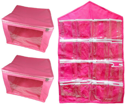 

Addyz Plain 2 Plain Combo Of Ladies Large Non - Woven saree Cover And 1 Hanging Organizer(Pink)