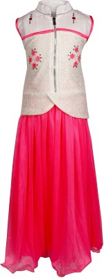 Arshia Fashions Girls Party(Festive) Top Skirt(Pink)