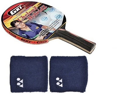 

GKI Combo of Three, One 'Chelonz Hybridz ' table tennis racquet and One Pair of Wrist Band (Color On Availability)- Table Tennis Kit