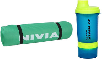 

Nivia Combo of Two, One Yoga Mat (Green 180 Cm) and One 'Dominator' Shaker Bottle- Gym & Fitness Kit