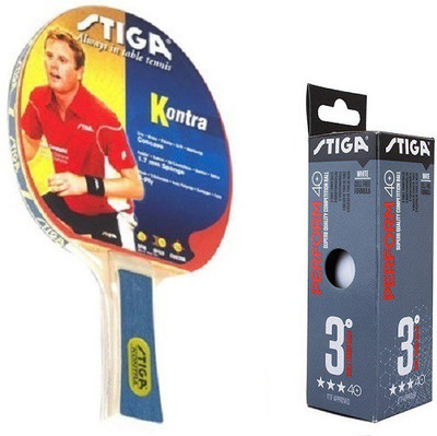 

Stiga Combo Of Two, One 'Kontra' Table tennis Racquet and One 'Perform 40+' Ping Pong Ball Box (pack of 3)- Table Tennis Kit