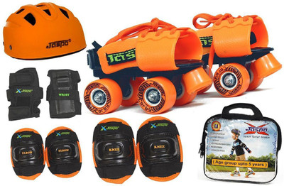 

Jaspo Halloween Pro junior Skates combo(skates+helmet+knee+elbow+wrist+bag)suitable for age upto 5 years Skating Kit
