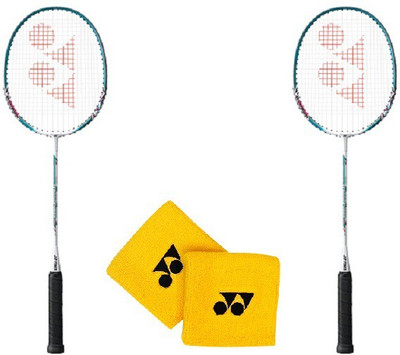 

Yonex Combo Of Four, Two 'Muscle Power 2' Badminton Racquet , and One Pair of Wrist Band (Color On Availability)- Badminton Kit