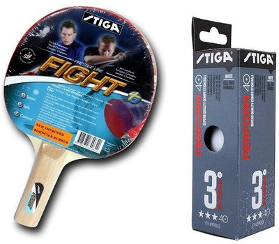 

Stiga Combo Of Two, One 'Fight' Table tennis Racquet and One 'Perform 40+' Ping Pong Ball Box (pack of 3)- Table Tennis Kit