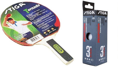 

Stiga Combo Of Two, One 'Tornado' Table tennis Racquet and One 'Perform 40+' Ping Pong Ball Box (pack of 3)- Table Tennis Kit