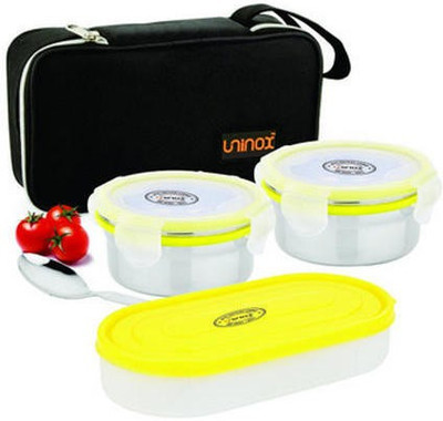 

Sayee Zip Smart Lock Lunch Box Stainless Steel 3 Containers Lunch Box(200 ml), Green