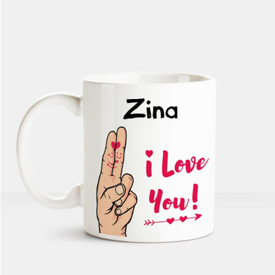 

Huppme I Love you Zina printed personalized coffee mug Ceramic Mug(350 ml), Multicolor