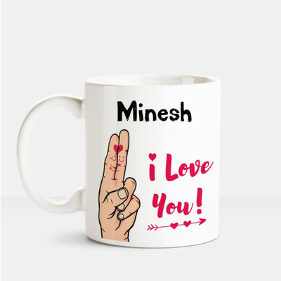 

Huppme I Love you Minesh printed personalized coffee mug Ceramic Mug(350 ml), Multicolor