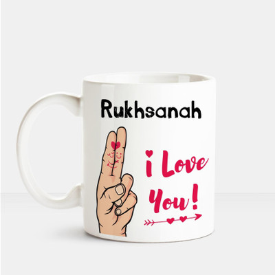 

Huppme I Love you Rukhsanah printed personalized coffee mug Ceramic Mug(350 ml), Multicolor